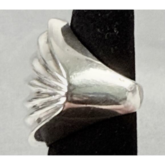 Vintage Taxco Mexico 925 Sterling Silver Ring Ribbed Dome Fan TV-111 Size 5 - Picture 5 of 16